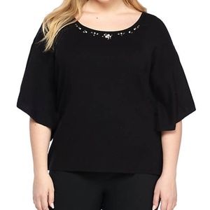 NWT The Limited Flutter Sleeve Embellished Top 3X